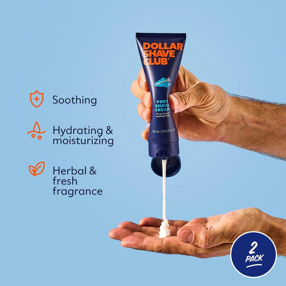 Dollar Shave Club Post Shave Cream ingredients close-up highlighting safflower oil and vegan squalane