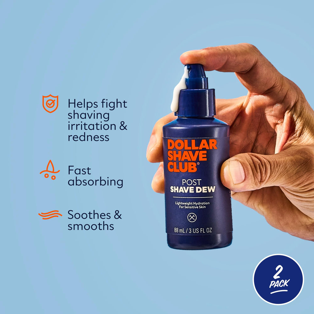 Dollar Shave Club Post Shave Dew 2-pack back view, compact travel-friendly packaging