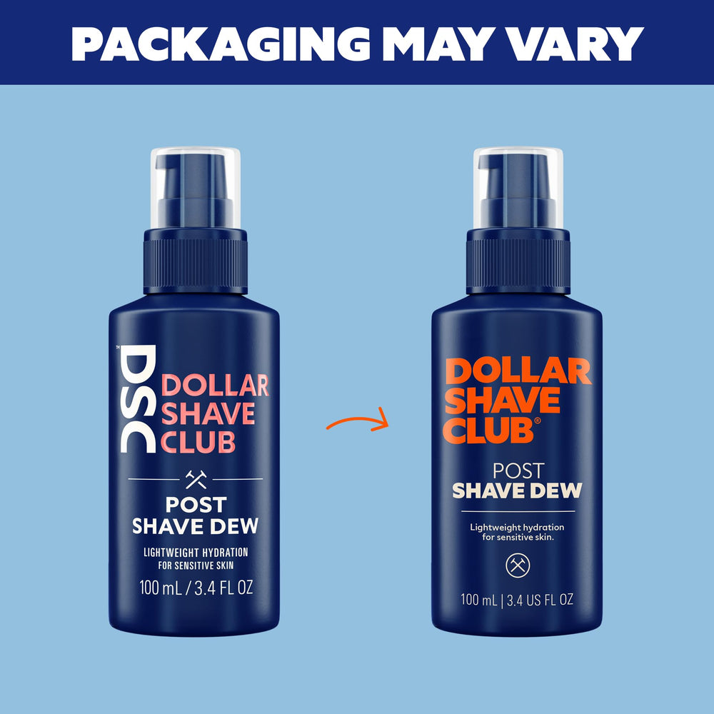 Dollar Shave Club Post Shave Dew packaging, gift-ready presentation