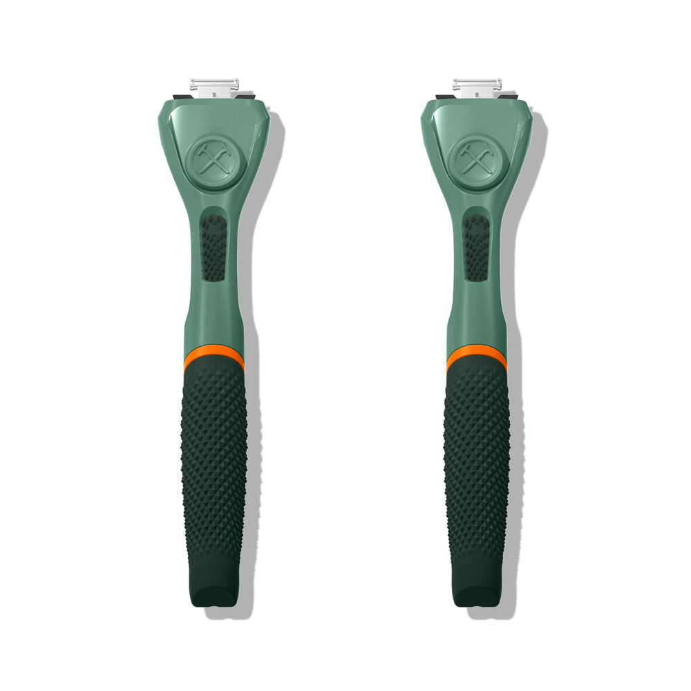 Dollar Shave Club green 2-pack razor handle with non-slip grip for secure shaving