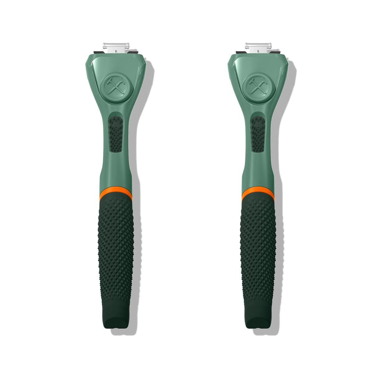 Dollar Shave Club green 2-pack razor handle with non-slip grip for secure shaving