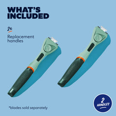 Dollar Shave Club green handle showing 360 diamond grip for steady wet shaving