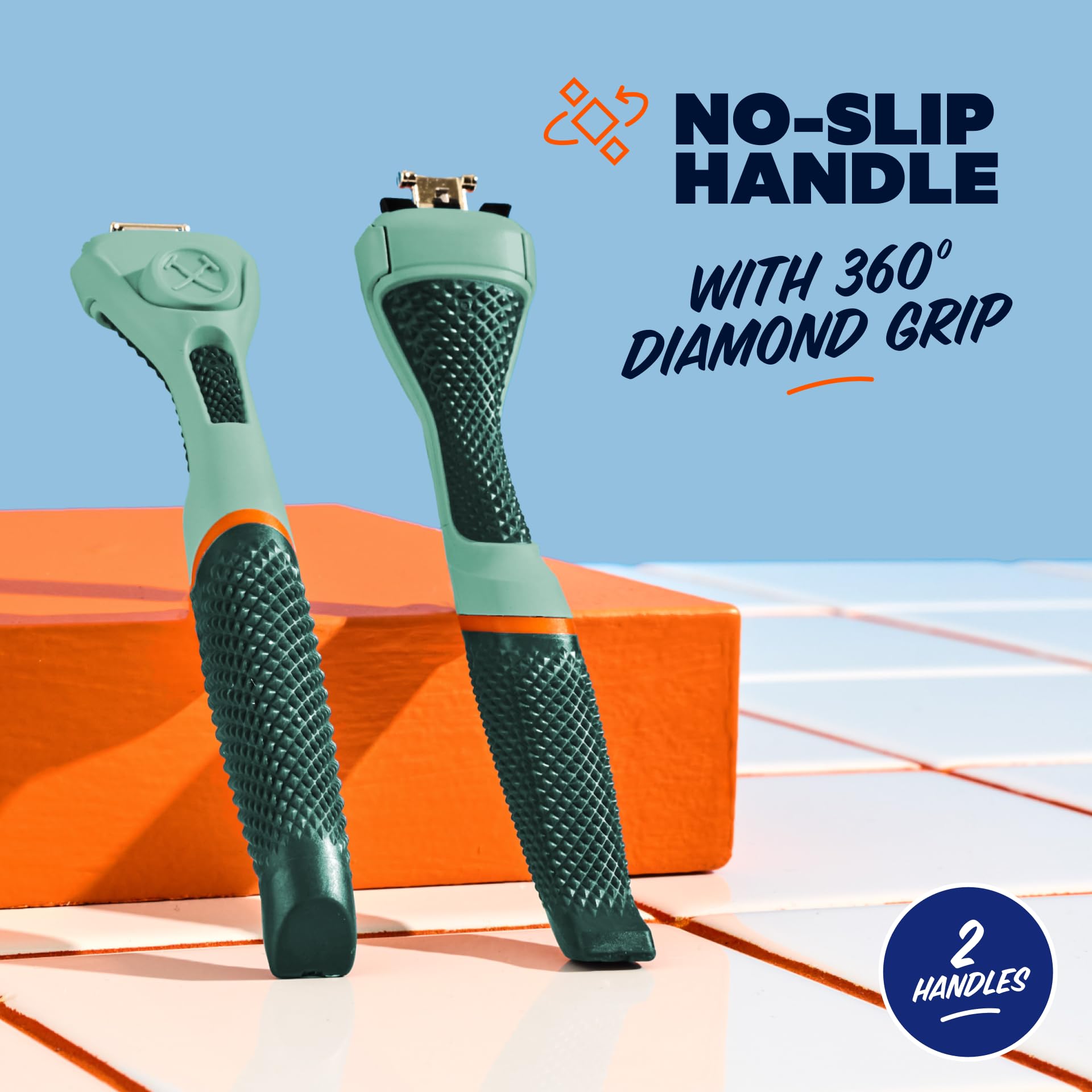 Dollar Shave Club green handle paired with 6-blade cartridge