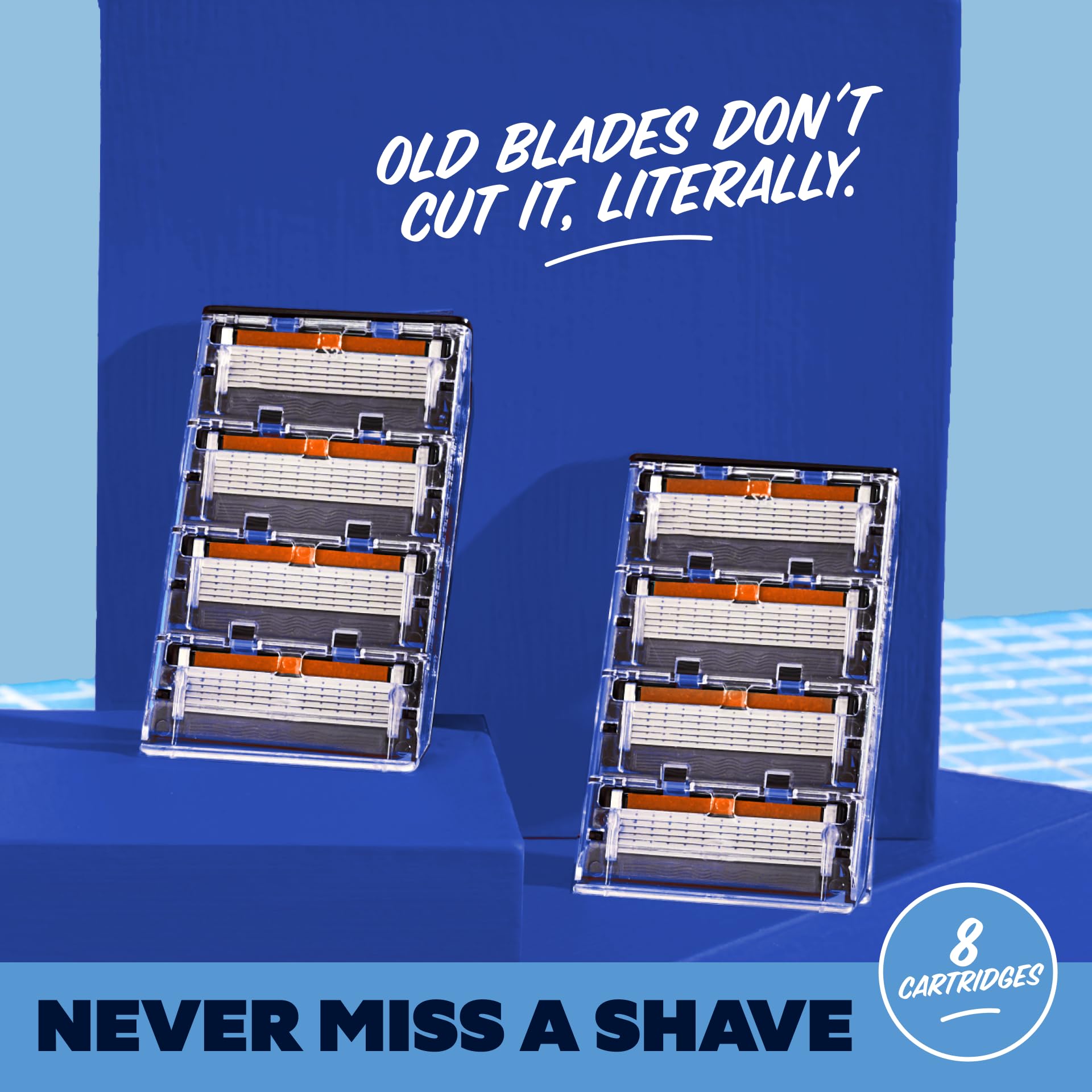 Dollar Shave Club refill pack on dresser for everyday grooming routine