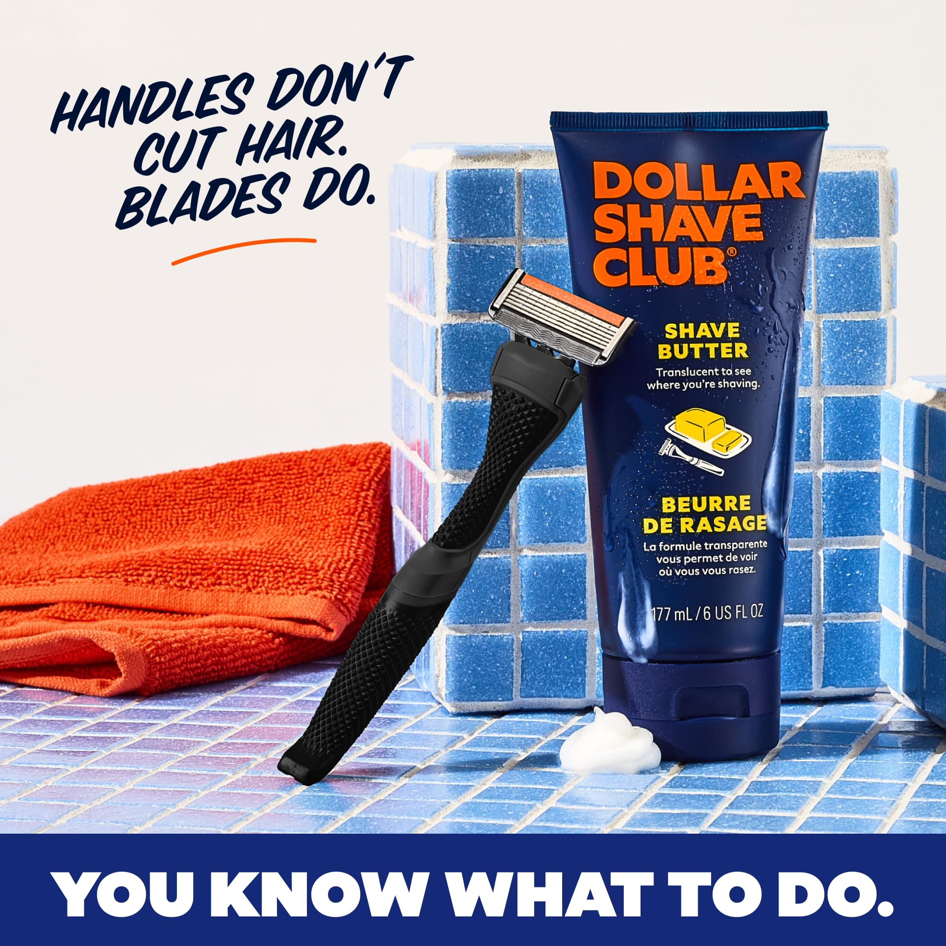 Dollar Shave Club replacement handles secure attachment to cartridges.