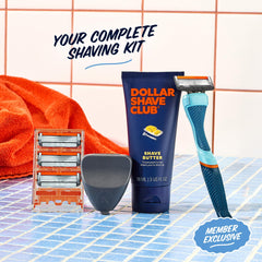 Dollar Shave Club shave butter 3oz enables visible, precise shaving.
