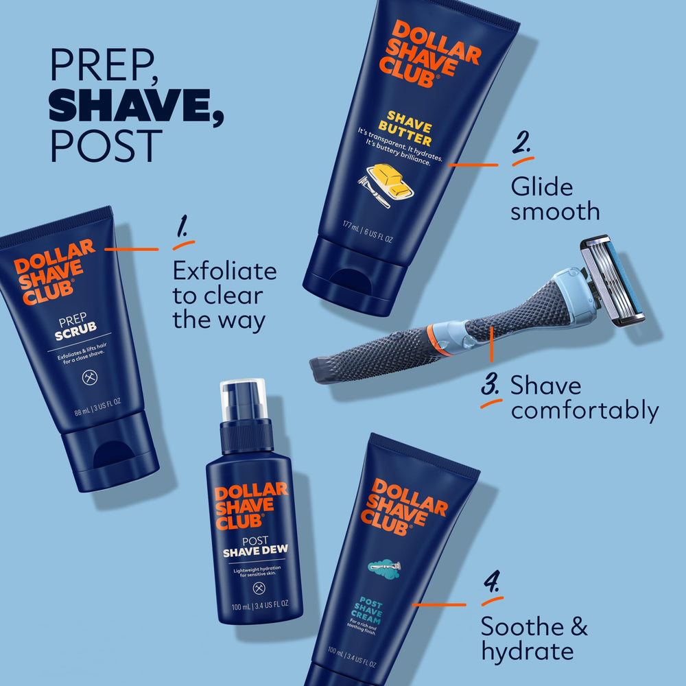 Dollar Shave Club Shave Butter in use, hydrating skin during shaving session.