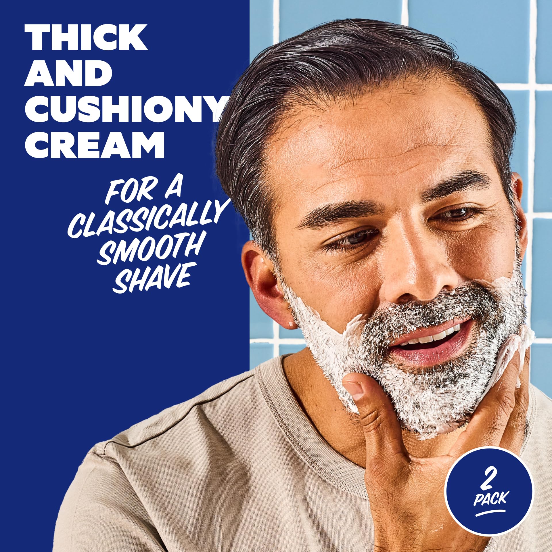 Dollar Shave Club shave cream demonstrates hydrating formula for comfortable shave.