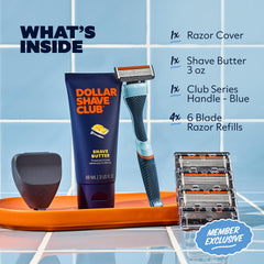 Dollar Shave Club six-blade razor refills for closer, comfortable shaves.