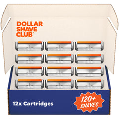 Dollar Shave Club Swift Rinse 12-pack with four blades designed for easy rinsing and thick facial hair