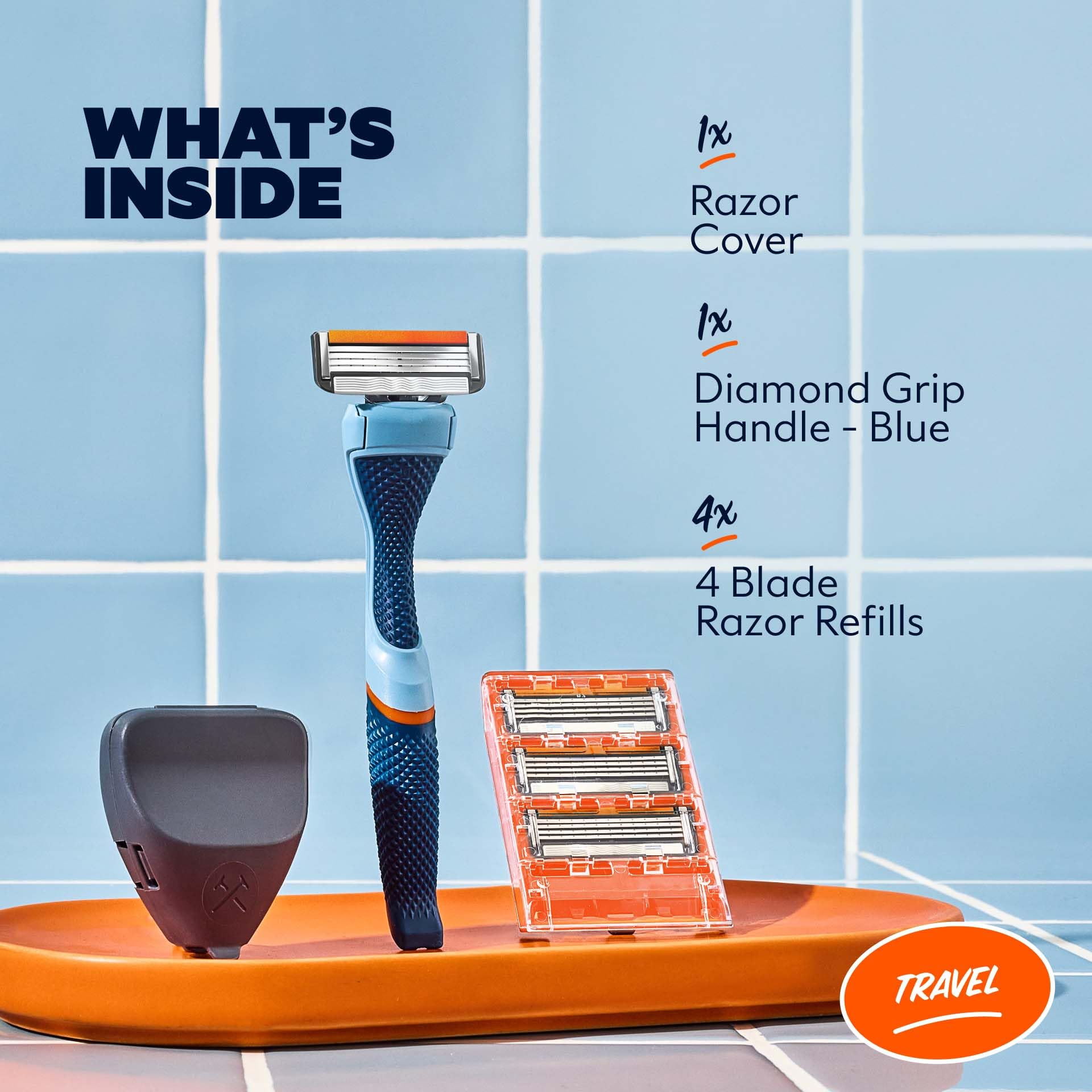 Dollar Shave Club Swift Rinse blades four-pack for easy rinsing through thick hair