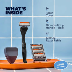 Dollar Shave Club Travel Set black handle for secure grip during travel