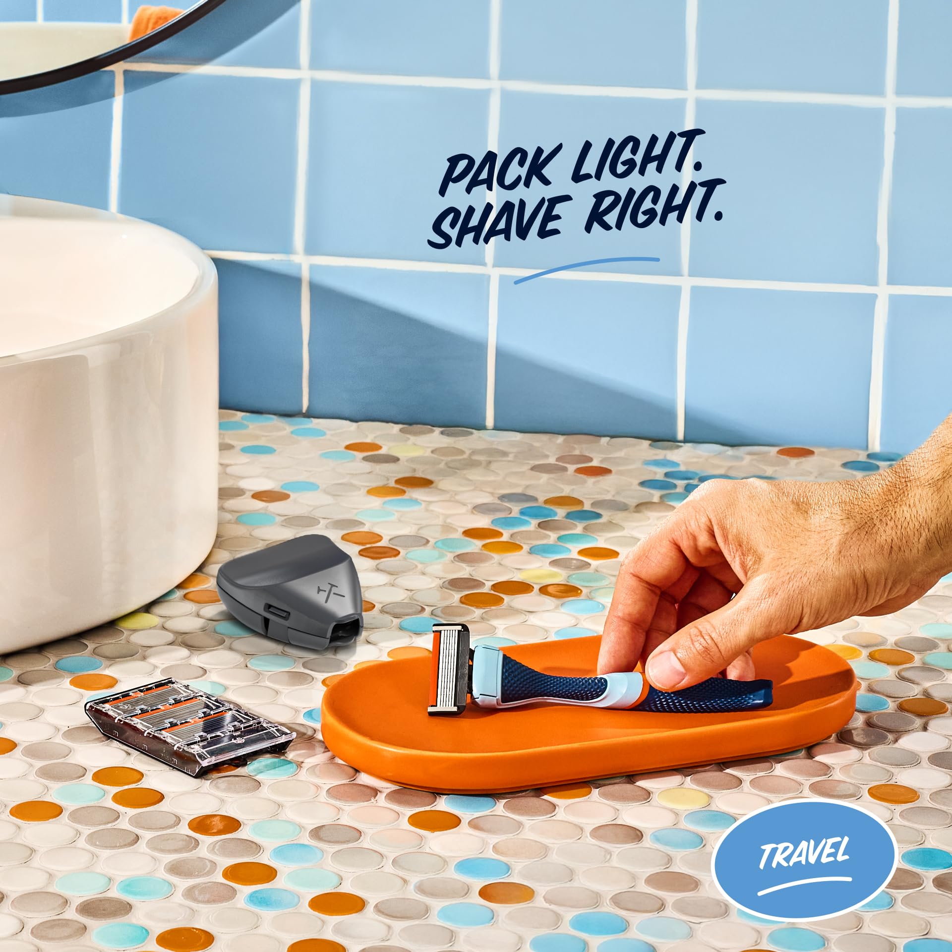 Travel Shave Set contents including blades, handle, and cover.