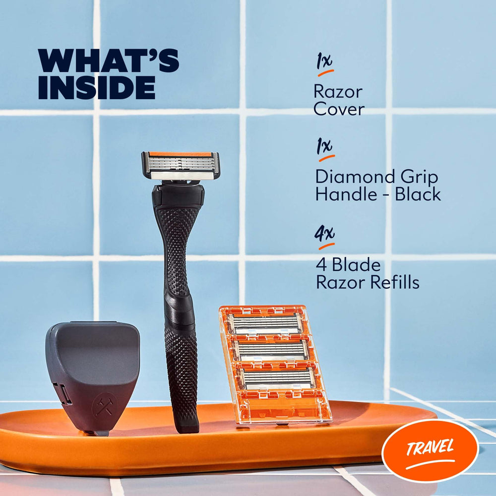 Dollar Shave Club travel set black handle offers non-slip grip