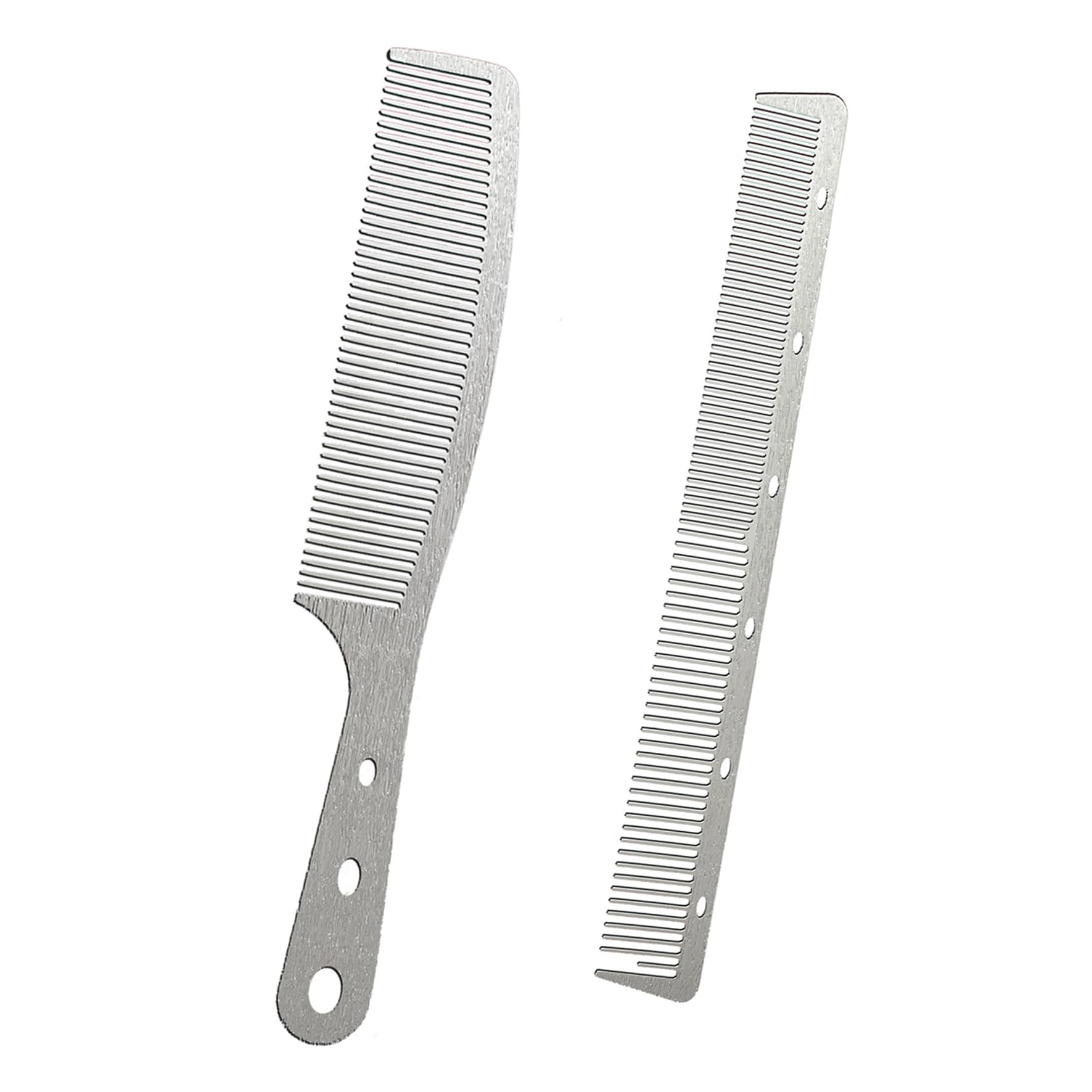 Dolmifapro metal comb with wood grain handle for comfortable grip and style.