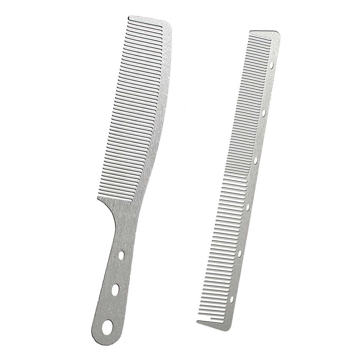 Dolmifapro metal comb with wood grain handle for comfortable grip and style.