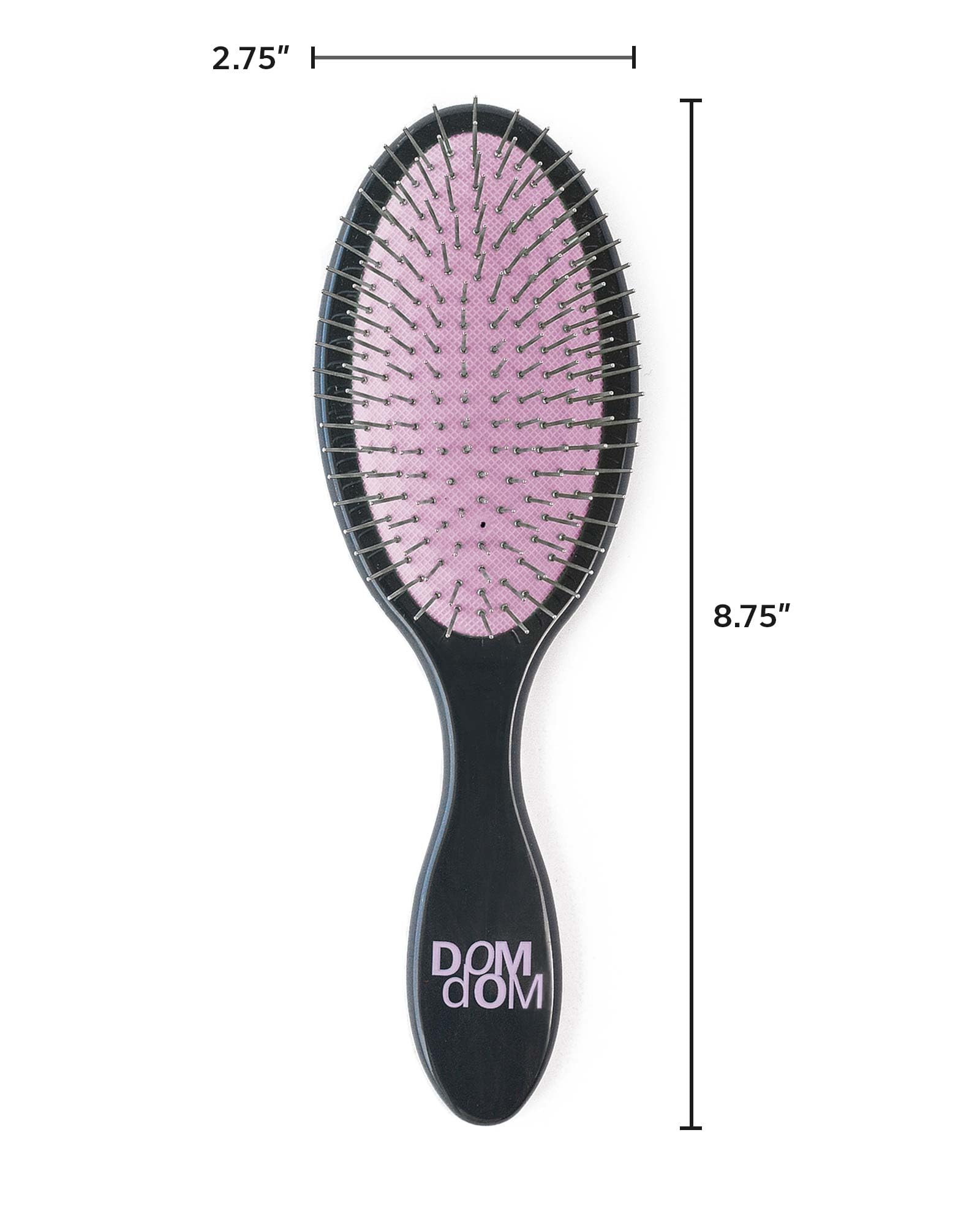 Dom Dom detangling brush with metal pins tipless reduces pulling and frizz.
