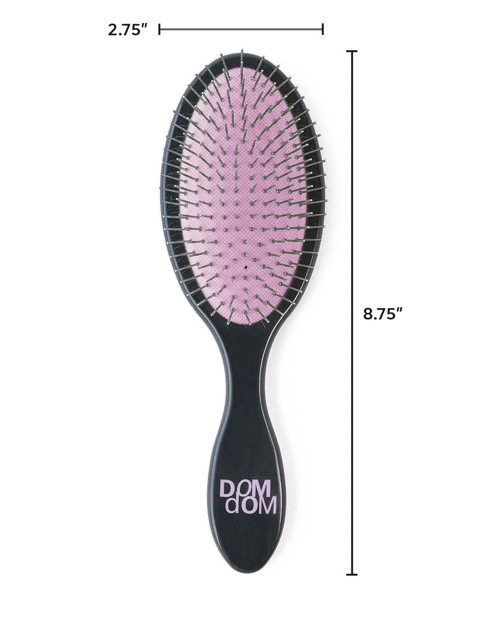 Dom Dom detangling brush with metal pins tipless reduces pulling and frizz.
