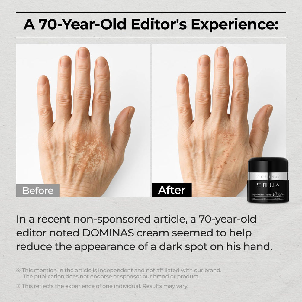 Close-up texture of DOMINAS cream showing lightweight formula for even tone