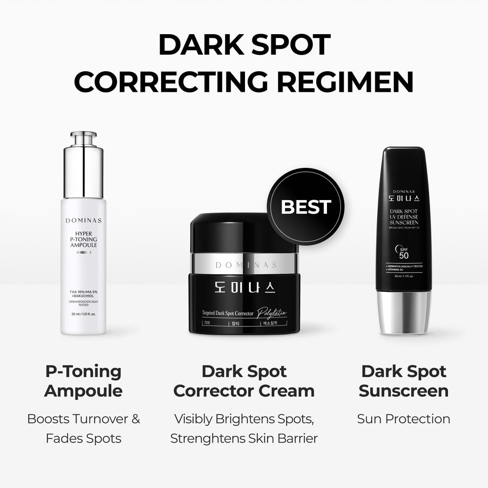 DOMINAS heritage science since 1985 logo signals trusted dark spot care