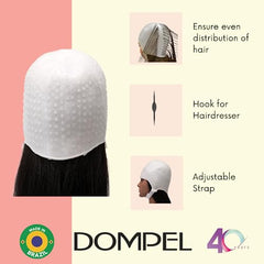 DOMPEL cap adjustable fit for diverse head shapes and sizes.