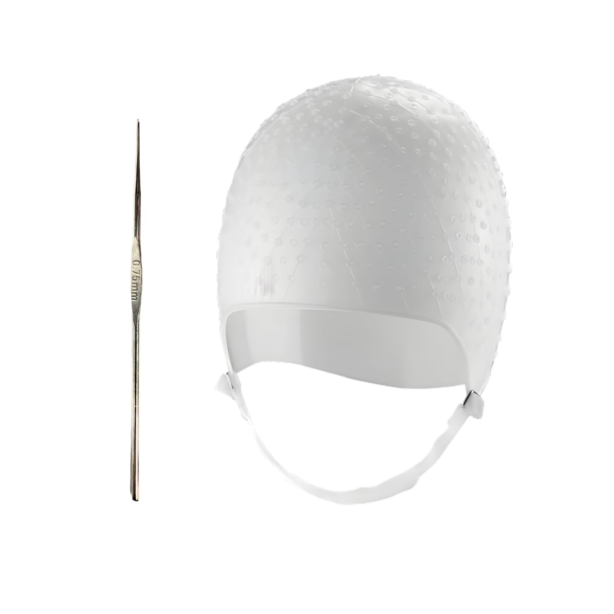 DOMPEL silicone highlight cap front view, comfortable and reusable for salon-like highlights.