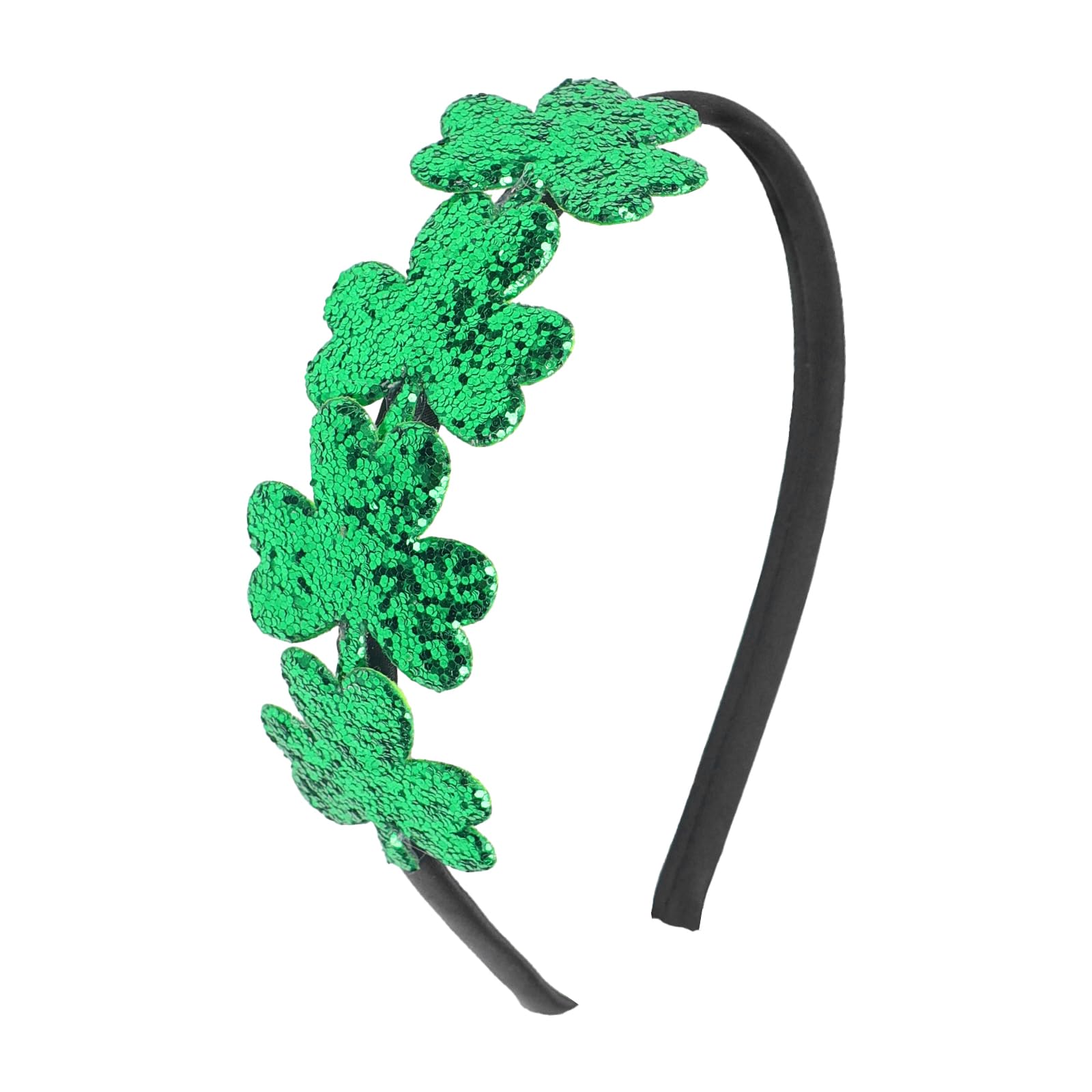 Doneace St Patrick's Day headband with shamrock front and glitter sparkle.