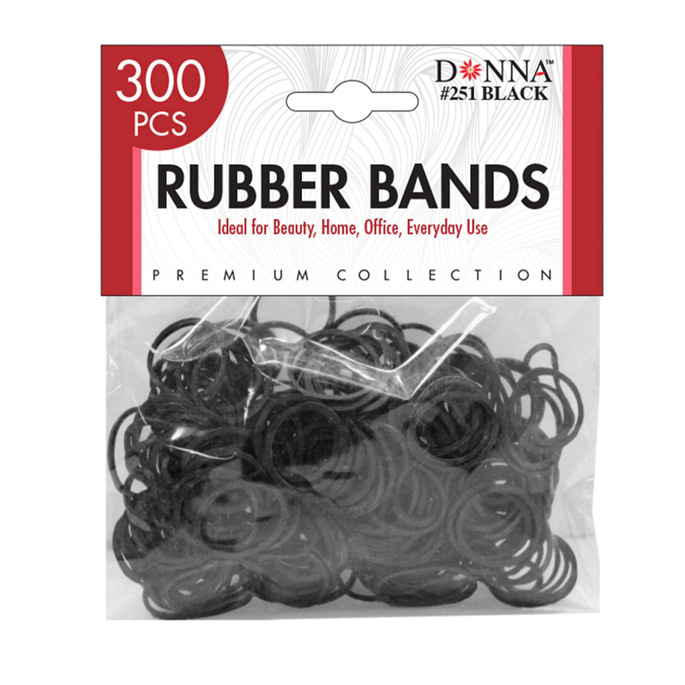Gomas DONNA negras pequeñas para cabello ofrecen agarre discreto en cabellos oscuros.