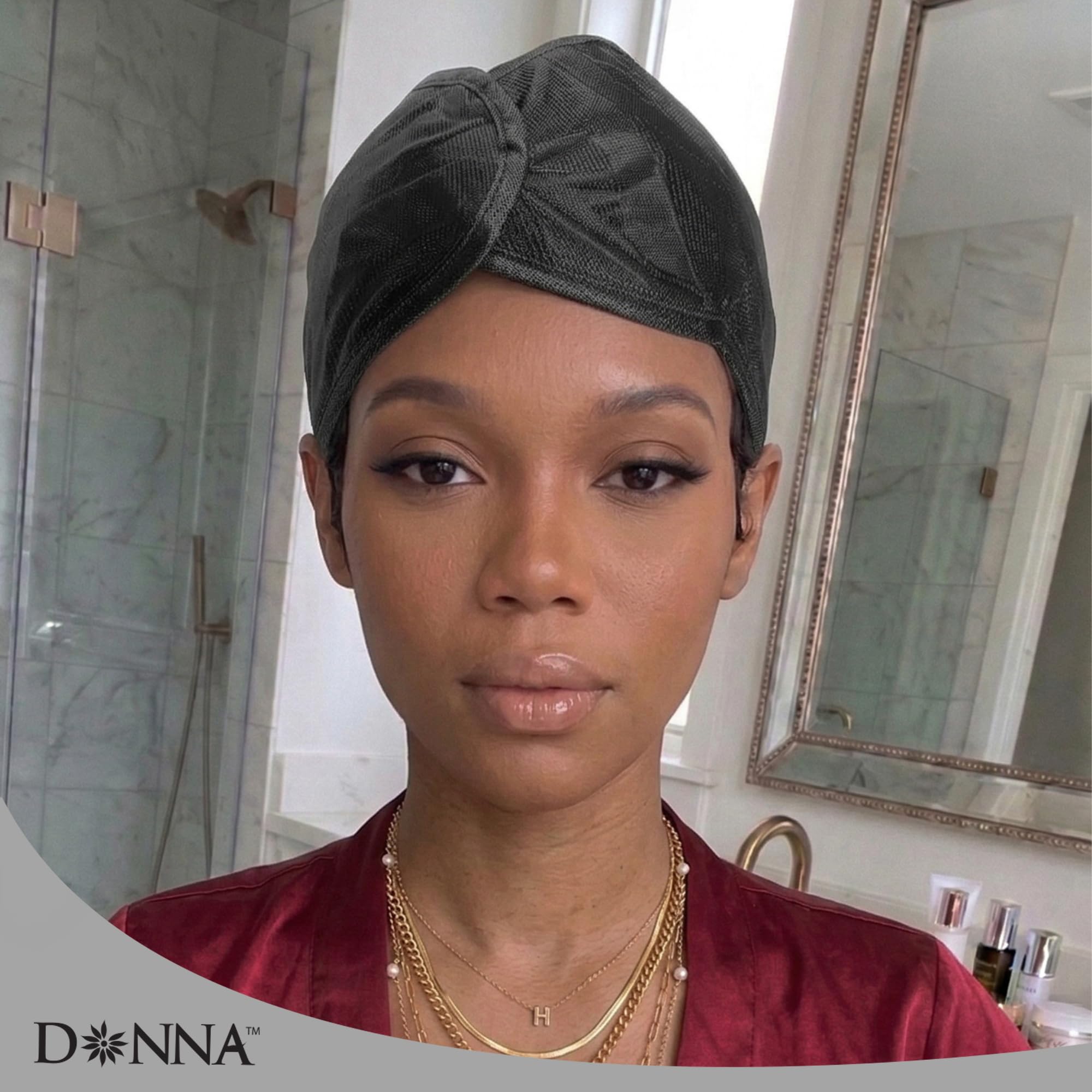 Donna Pixie Hair Wrap care instructions encourage gentle washing and air drying.