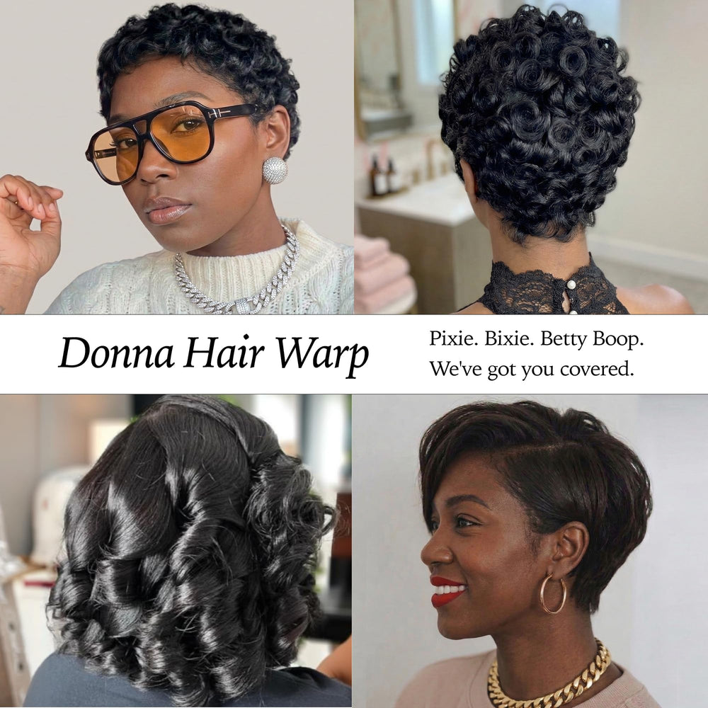 Donna Pixie Hair Wrap night cap on pillow ensures secure fit overnight.