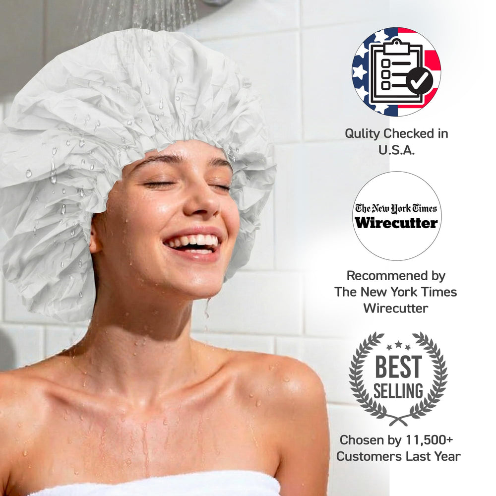 DONNA Super Jumbo Shower Cap offers wide fit for braids and thick styles.