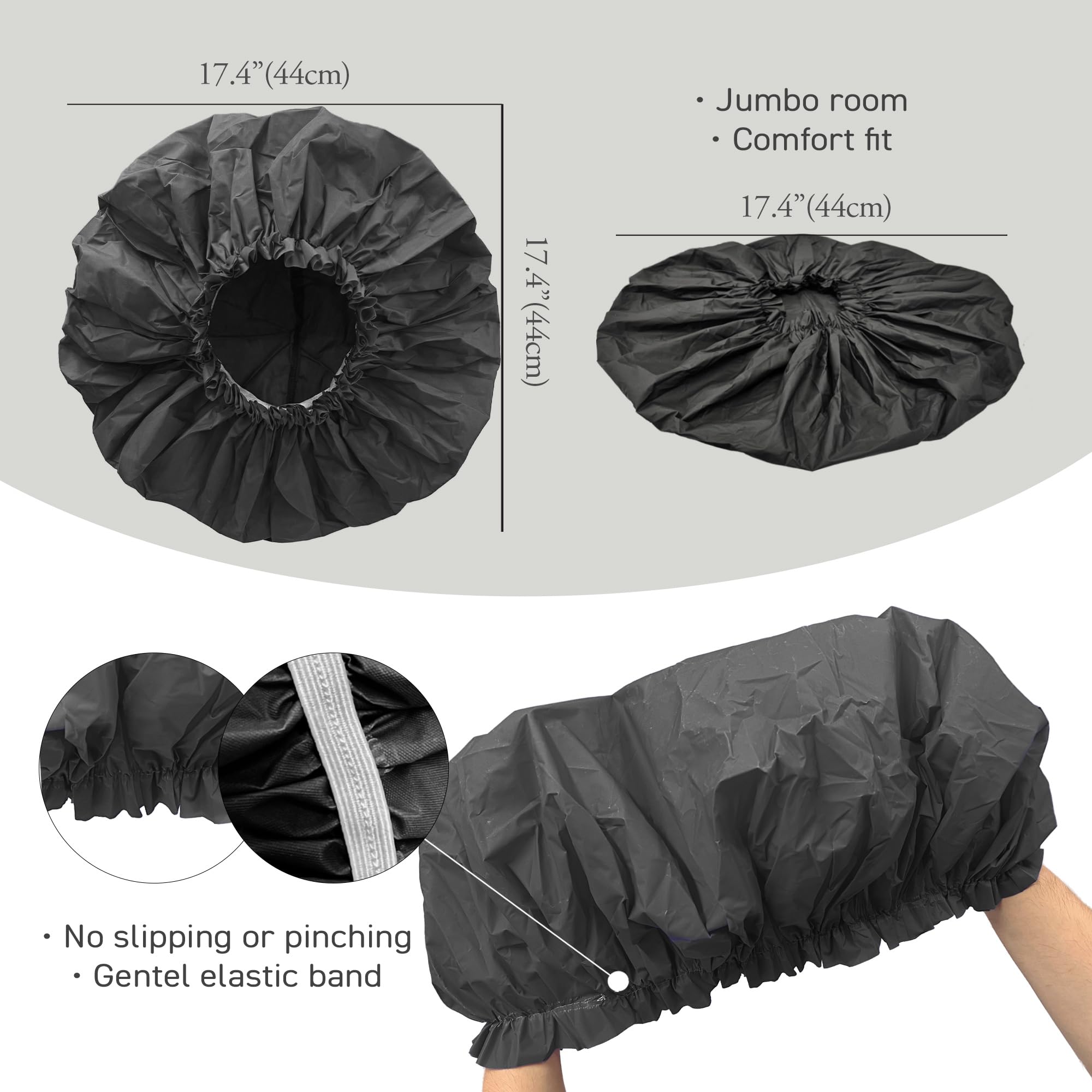 DONNA Super Jumbo Shower Cap waterproof material keeps long hair dry during showers.