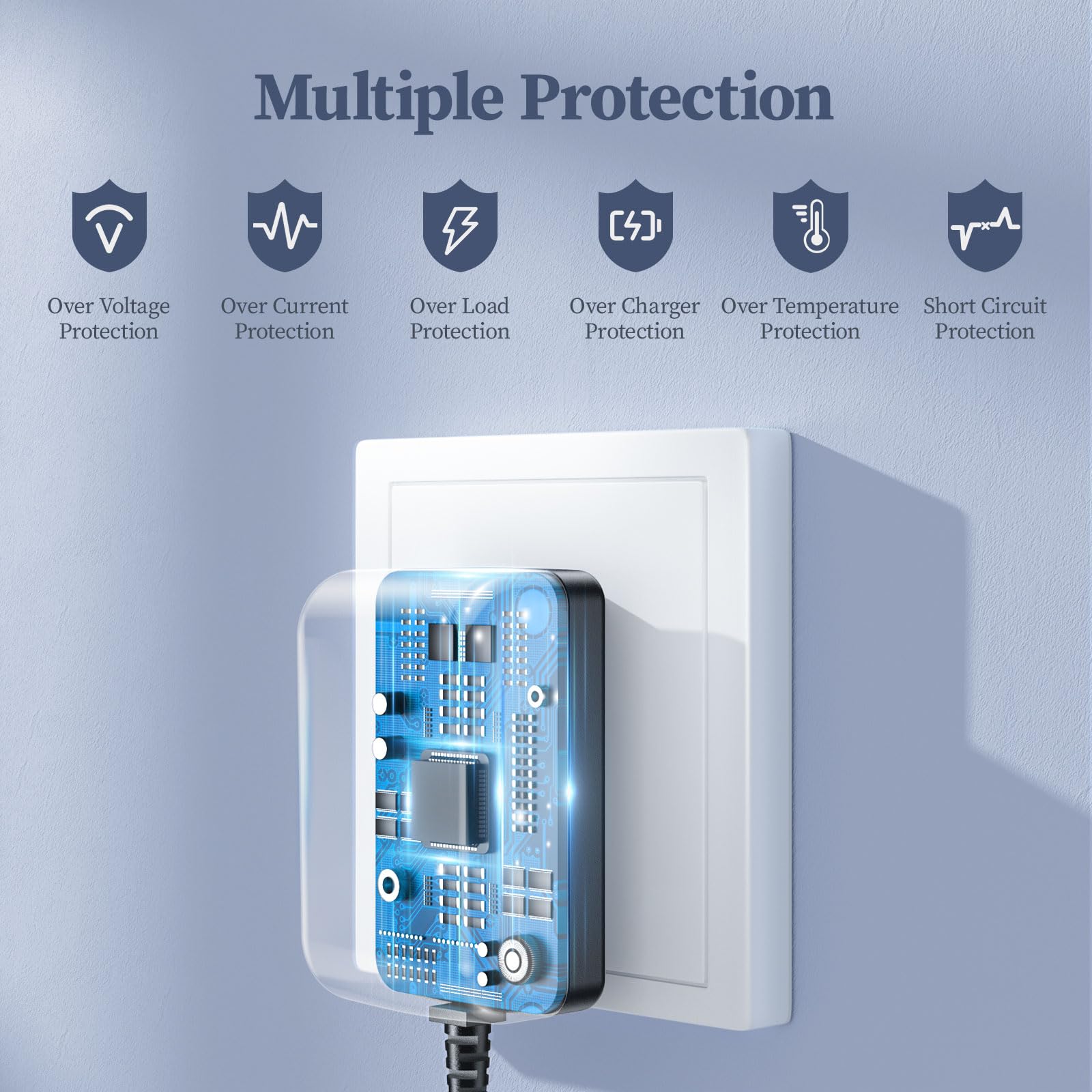 DONYOIE 5V DC power supply with a 6ft cable enables flexible placement while charging.
