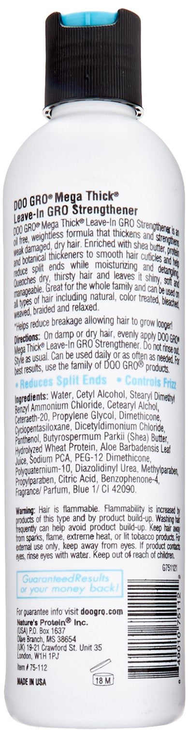 DOO GRO Fortalecedor Mega Espeso sin enjuague, textura ligera, reduce enredos y resequedad