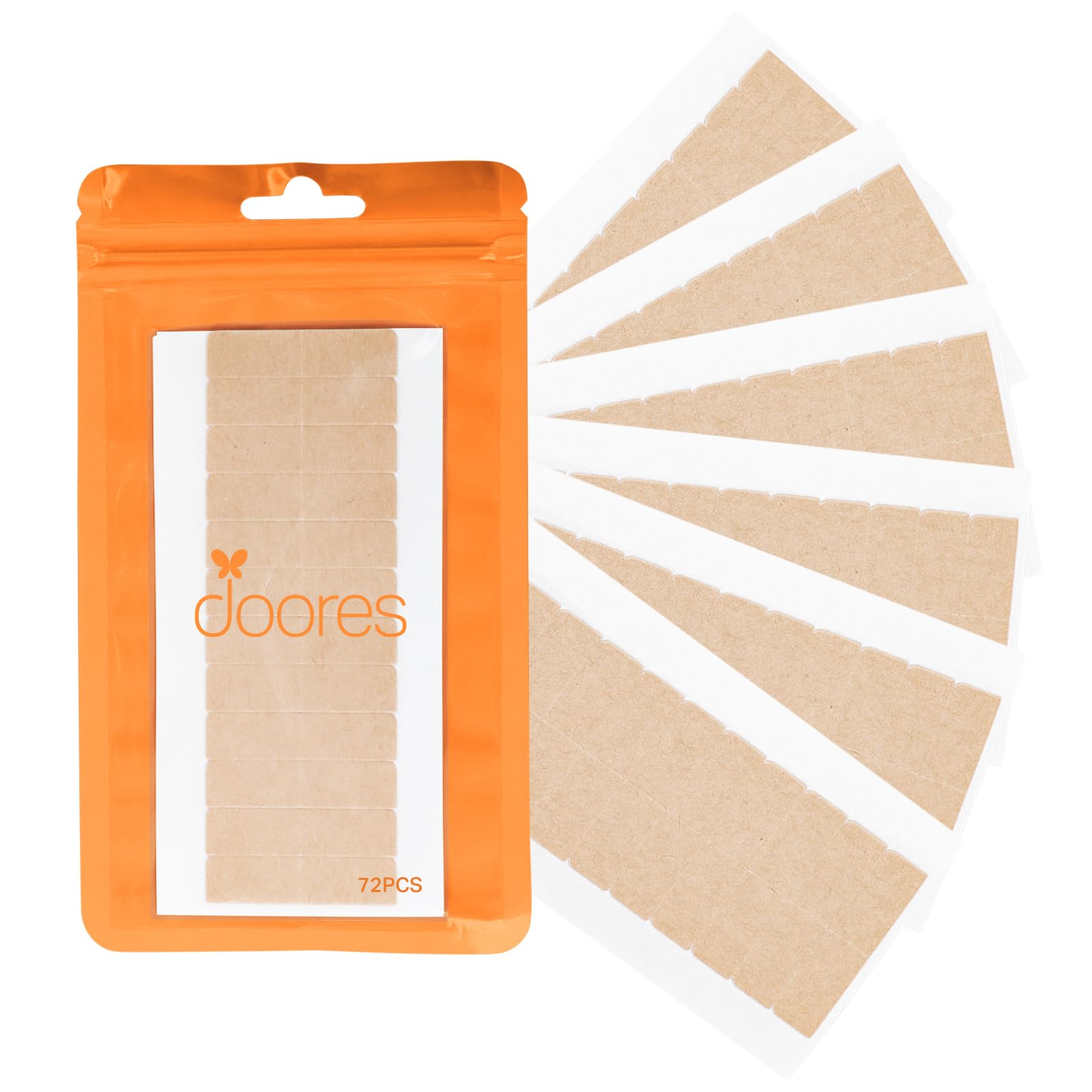 DOORES hair extension tape tab close-up showing discreet adhesive for seamless blending