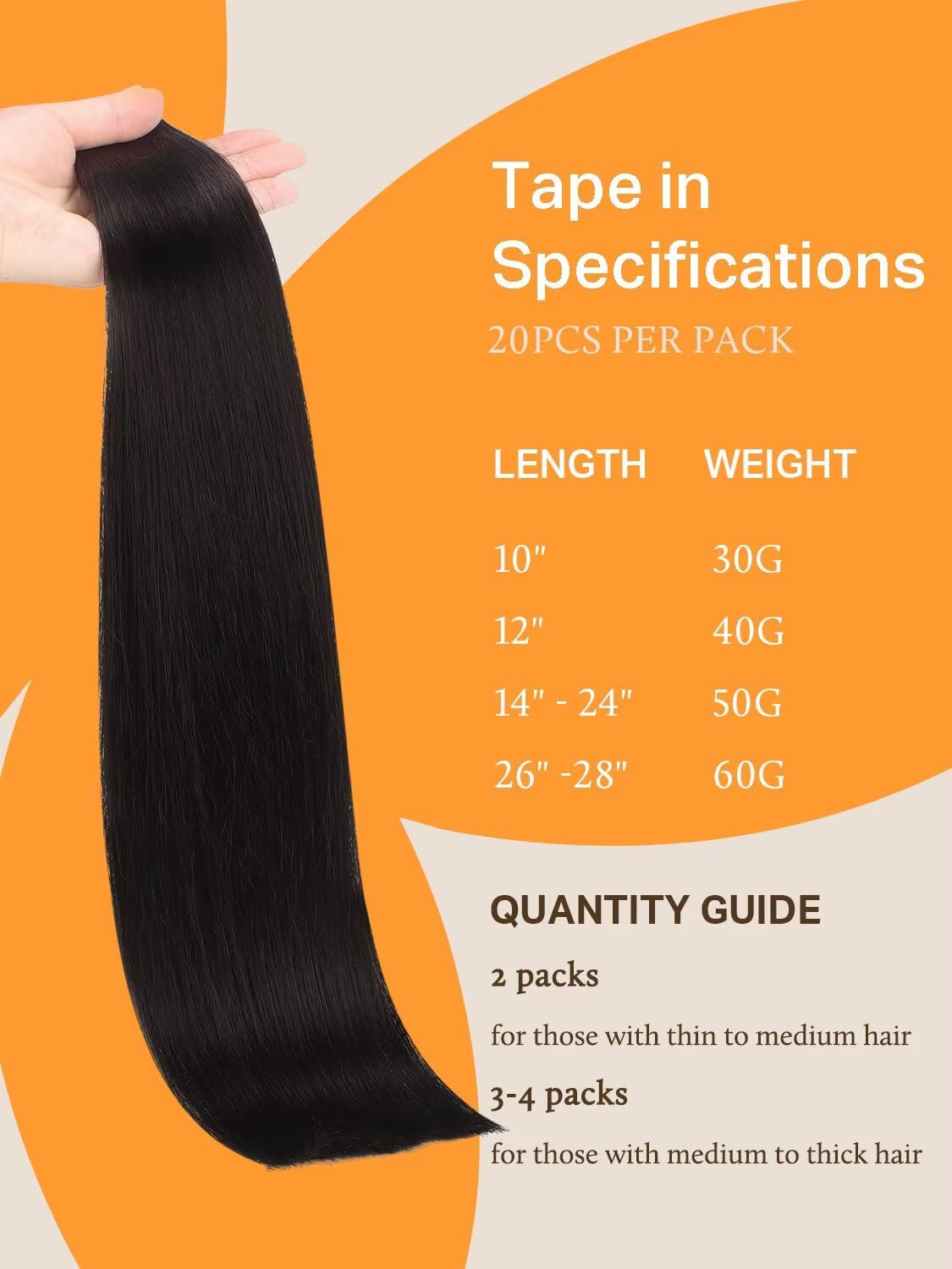 DOORES jet black extensions laid flat to show length and volume.