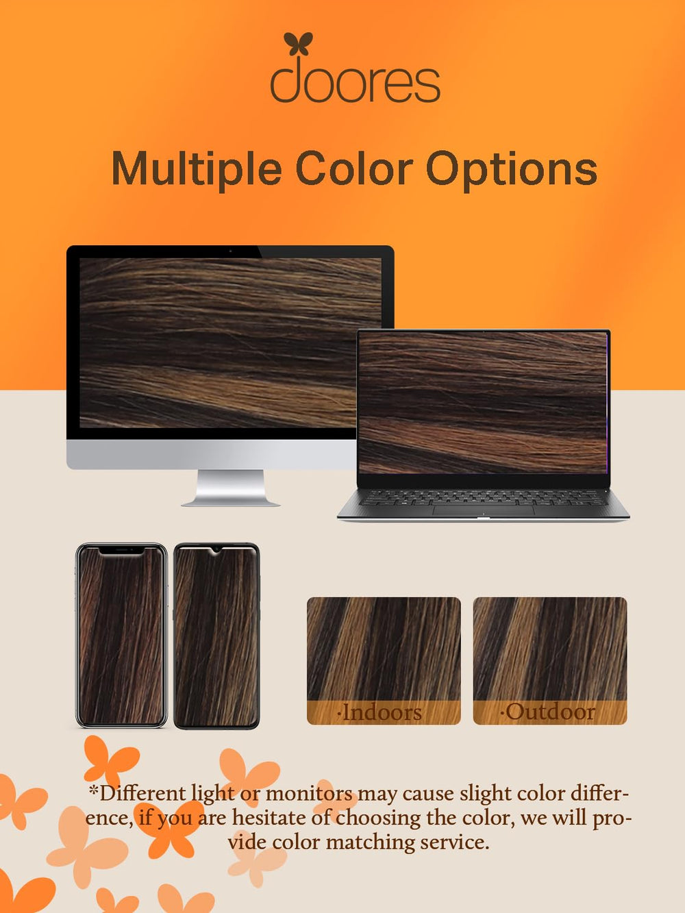 DOORES long 18-inch extensions add subtle length and movement.