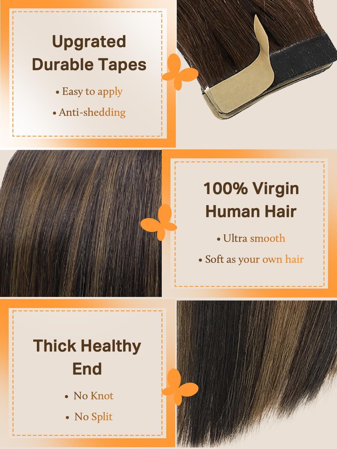 DOORES Remy hair with transparent tape closeup highlights durable, invisible attachment.