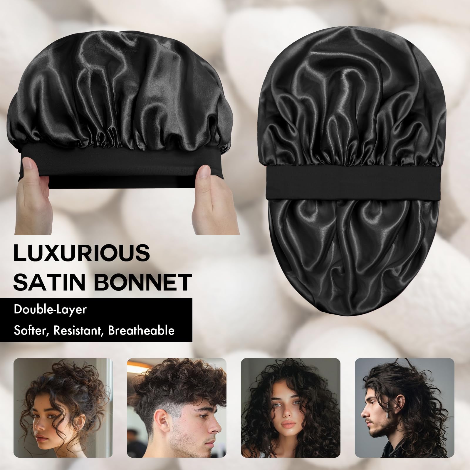 Doitory bonete satin-interior-elastico con ajuste cómodo durante la noche.