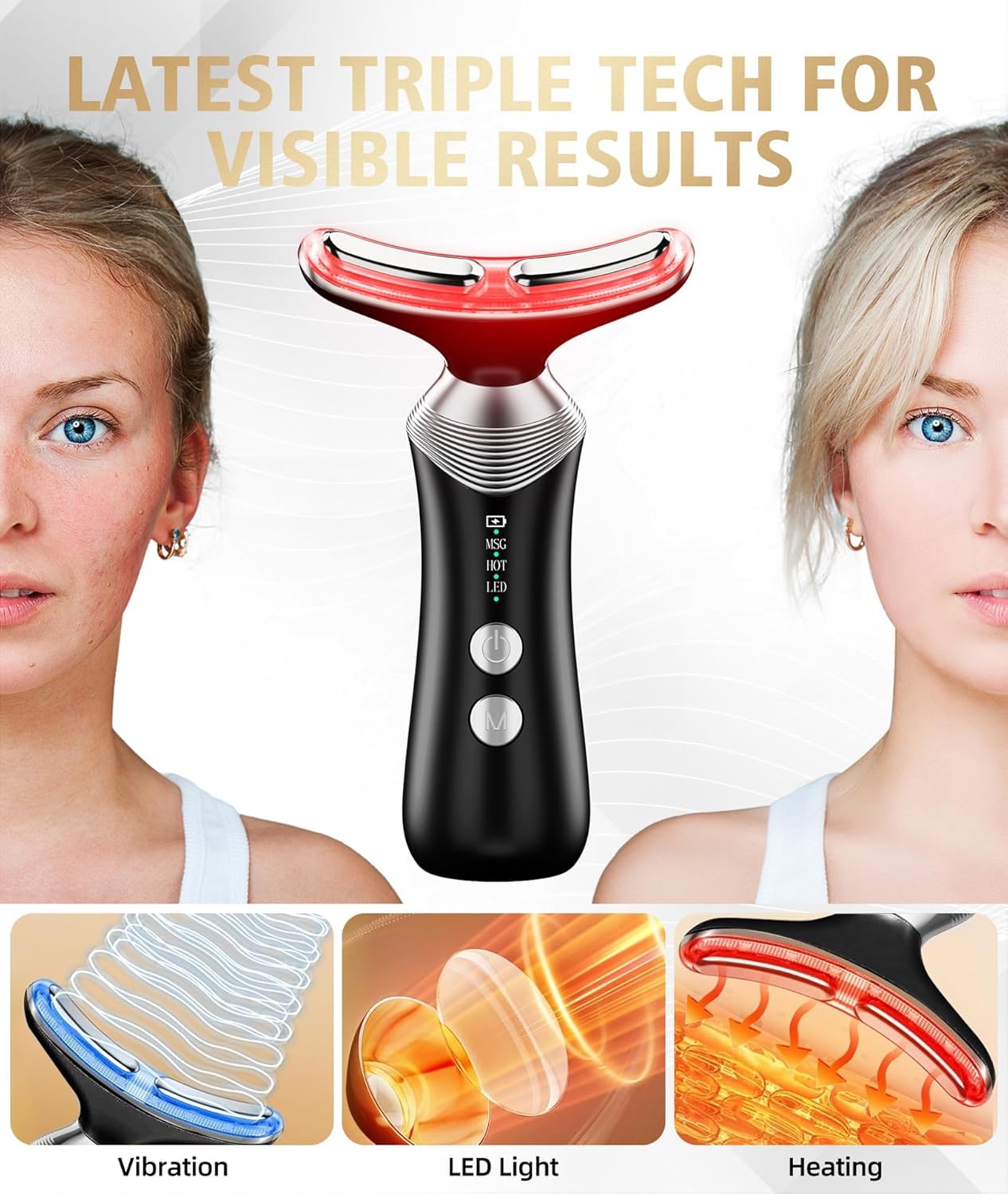 Dopsikn adjustable vibration and thermals close-up highlighting heat assisted skincare benefits.