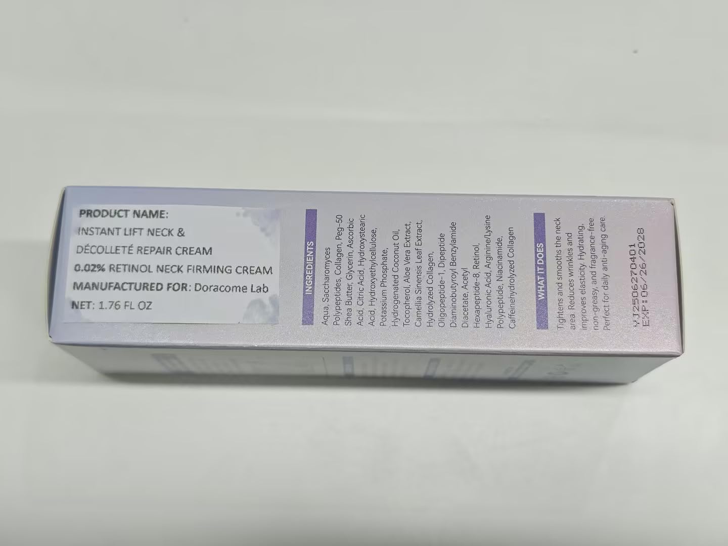 Doracome Retinol, Collagen & Hyaluronic Acid Neck Firming Cream | Anti-Aging Moisturizer for Face & Neck