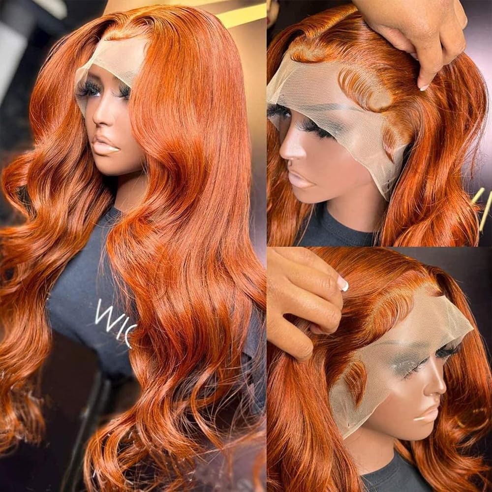 dorbess Ginger Orange 30-Inch Wig body wave closeup highlights soft, luxurious texture