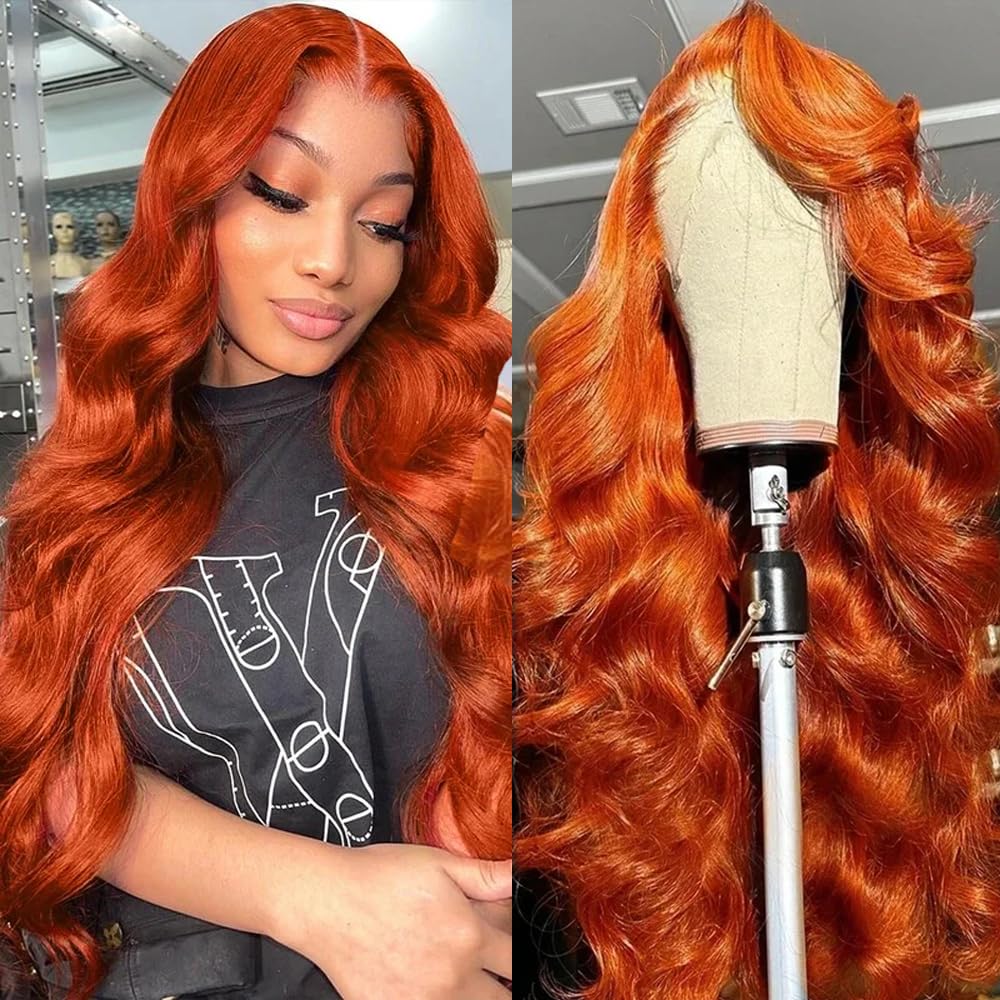 dorbess Ginger Orange 30-Inch Lace Front Wig front view with natural parting for everyday wear