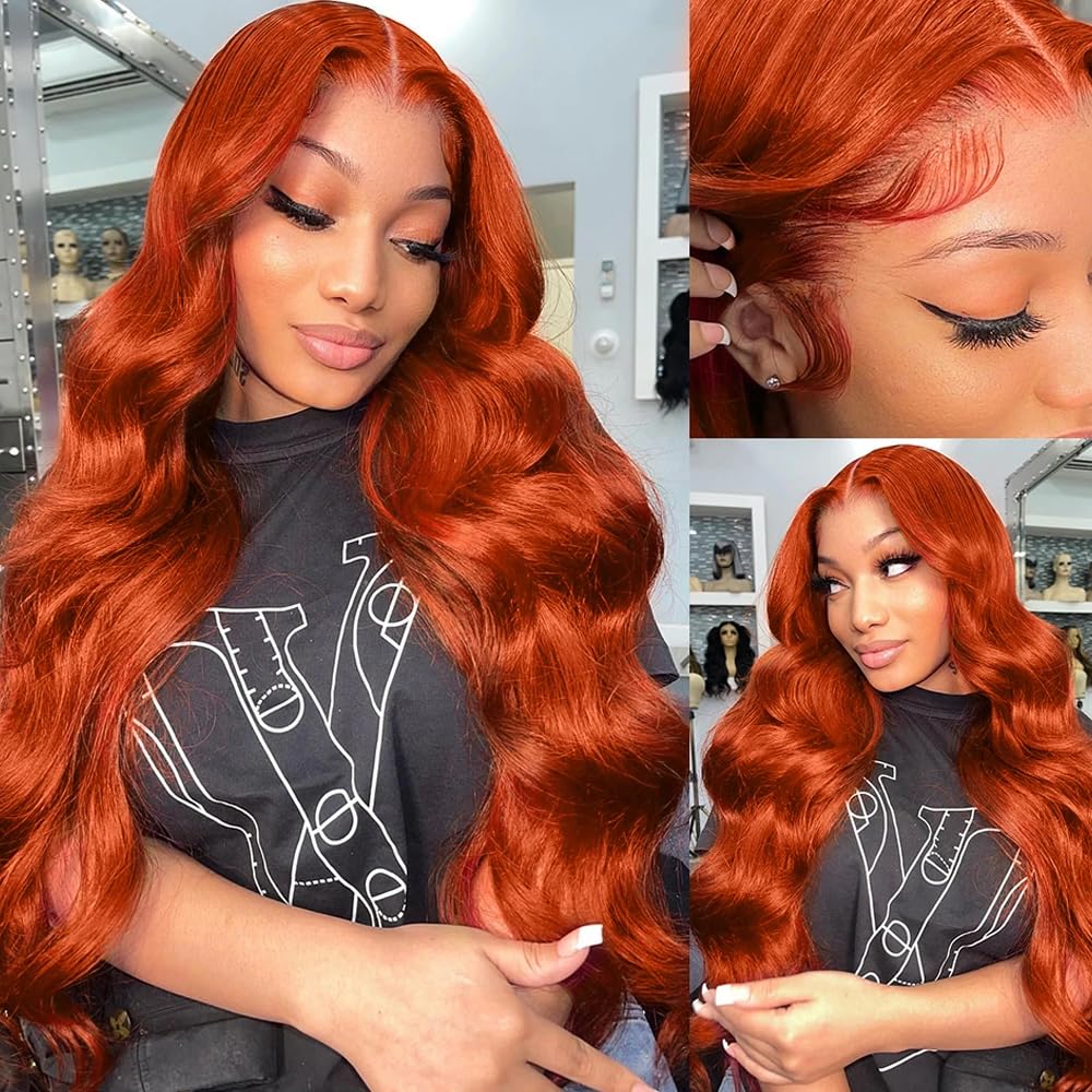 dorbess Ginger Orange 30-Inch Wig glueless band visible for glue-free wear