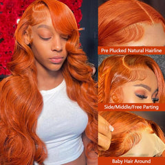 dorbess Ginger Orange 30-Inch Wig side view showing smooth silhouette for versatile styling