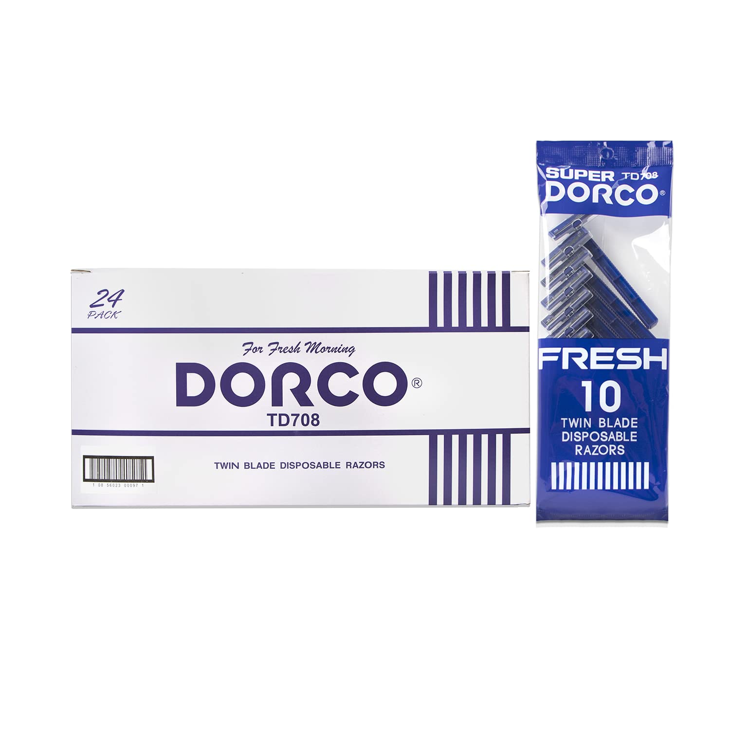 Dorco Fresh Twin Blade handle close-up highlights non-slip grip for comfortable, controlled shaving