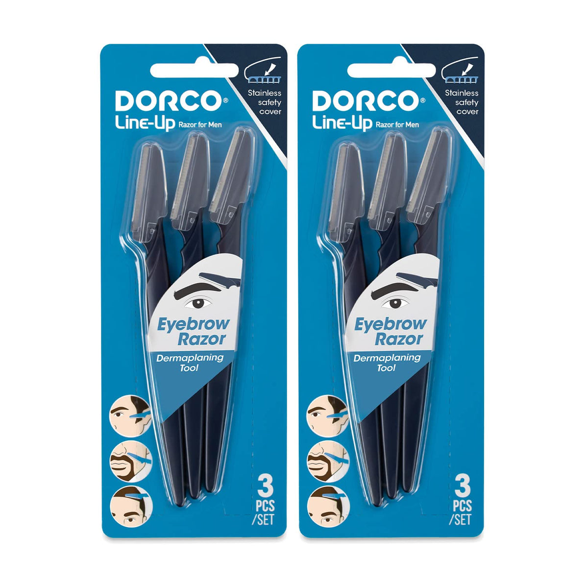 DORCO Line-Up Razor for Men focused on face dermaplaning for smoother skin.