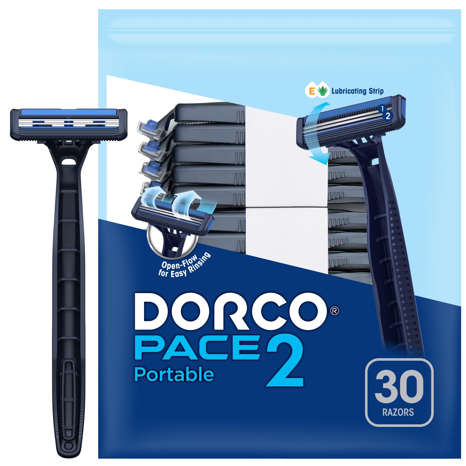Dorco Pace 2 open-flow design enables quick rinsing between strokes for a smoother shave
