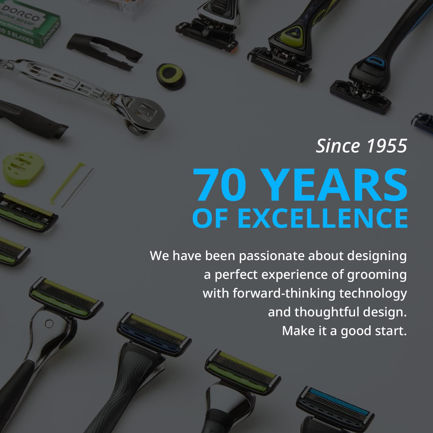 Dorco Pace 4 Pro product display featuring compact, modular shaving system
