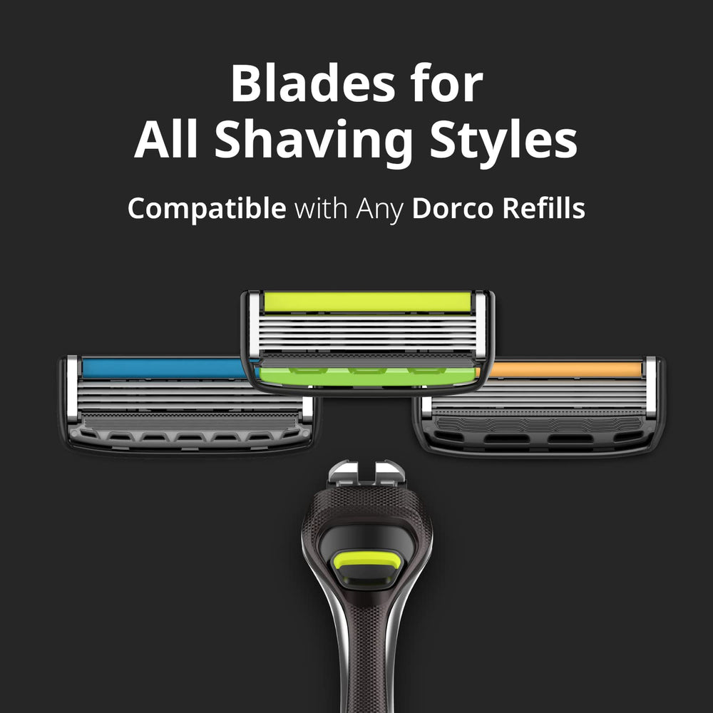 Dorco Pace 6 Pro interchangeable heads fit any Dorco handle.
